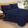 Rinku Linen Genuine 600 Thread Count Egyptian Quality Cotton 6-Pieces Sheet Set Fit Mattress Up to 9-12" Deep Pocket Full, Navy Blue Solid view 1