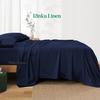 Rinku Linen Genuine 600 Thread Count Egyptian Quality Cotton 6-Pieces Sheet Set Fit Mattress Up to 9-12" Deep Pocket Full, Navy Blue Solid view 3