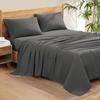 Rinku Linen Genuine 600 Thread Count Egyptian Quality Cotton 6-Pieces Sheet Set Fit Mattress Up to 9-12" Deep Pocket Full, Dark Grey Solid view 1