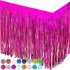 allgala Fuchsia Tinsel Table Skirt 2-Pack 29x108 Inch Metallic Foil Fringe Table Skirts for Party Event, Parade Float, Party Decoraton view 1