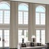 ChadMade 108 Inches Length Velvet Curtains, 2 Panels 52Wx108L Grey Beige, Rod Pocket Back Tab Hook Belt Flat Hooks Light Filtering Draperies for Ceiling Track Bay Window, Leon Collection view 1