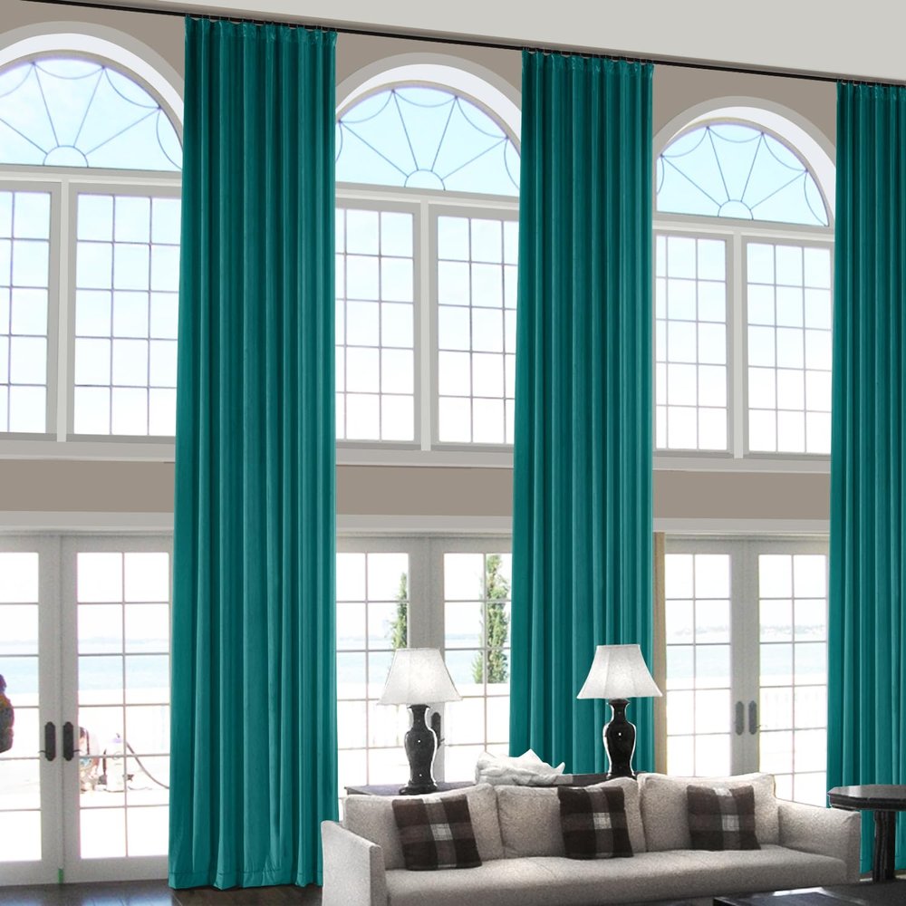 ChadMade 108 Inches Long Velvet Curtains, 2 Panels 52Wx108L Everlade Teal, Rod Pocket Back Tab Hook Belt Flat Hooks Light Filtering Draperies for Traverse Rod, Leon Collection