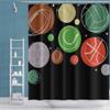 OERJU Ball Sports Cartoon Themed Shower Curtain Colorful Baseball Football Volleyball Rugby Basketball Physical Exercise Design Black Waterproof Fabric Kids Bath Curtain with Hooks 72x84inch view 2