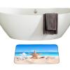 Amagical Golden Sand with Seashell and Starfish Pattern 2 Piece Blue Ocean Bathroom Mat Set Bath Mat Contour Mat view 3