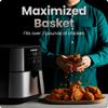 Chefman Air Fryer 8 Qt | TurboFry 4-in-1 with 450F Hi-Fry Option for Crispier Results | Bake, Dehydrate, Frozen | XL Nonstick Dishwasher-Safe Basket | Stainless Steel view 3
