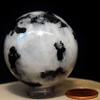 43mm Rainbow Moonstone Sphere Sparkling Blue Flash Natural Crystal Ball Polished Feldspar Mineral Stone - India + Stand view 2