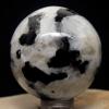 43mm Rainbow Moonstone Sphere Sparkling Blue Flash Natural Crystal Ball Polished Feldspar Mineral Stone - India + Stand view 4