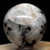 44mm Rainbow Moonstone Sphere Natural Blue Flash Sparkling Feldspar Crystal Polished Mineral Stone Ball - India + Stand view 2