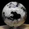 44mm Rainbow Moonstone Sphere Natural Blue Flash Sparkling Feldspar Crystal Polished Mineral Stone Ball - India + Stand view 3