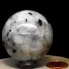 44mm Rainbow Moonstone Sphere Natural Blue Flash Sparkling Feldspar Crystal Polished Mineral Stone Ball - India + Stand view 4