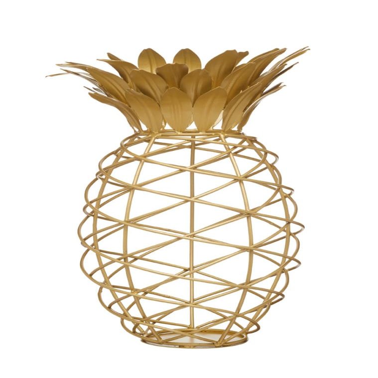 BarCraft BCCORKHOLDER Wine Cork Collector, Pineapple Shaped, Metal, Gold Coloured, 20 x 28cm