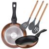 Bergner Pressed Aluminium 2 Piece Frying Pan Set (8 Inch) and 3 Piece Silicone Kitchen Utensil Set view 1