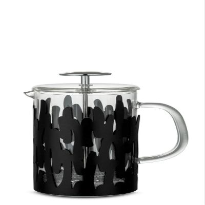 Alessi BM12/8 B Barkoffee Press filter coffee maker or infuser in steel coloured with epoxy resin, black and heat resistant glass. 8 cups.