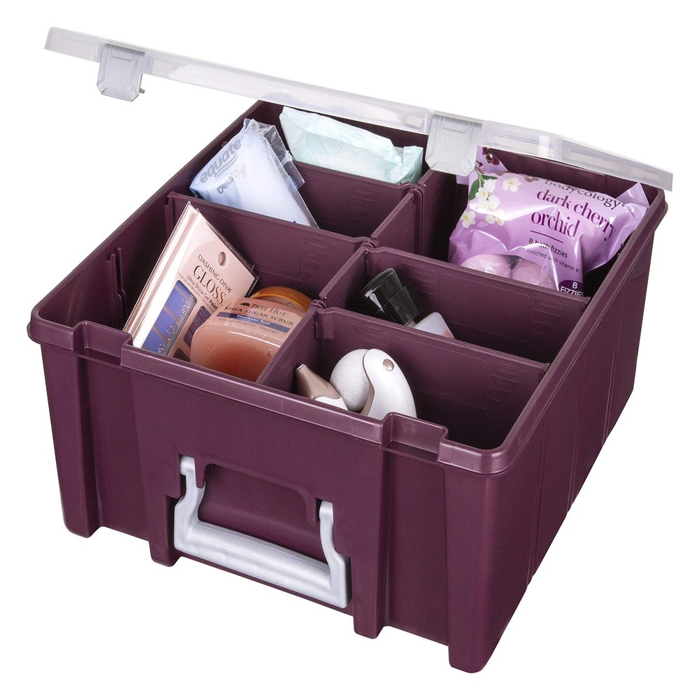 AB Designs Super Satchel Compartment Box - Stackable Durable Art Storage with 8 Removable Compartments, Smart Closure, and Portable Design for Craft Supplies, Threads, Ribbons, Paint Tubes