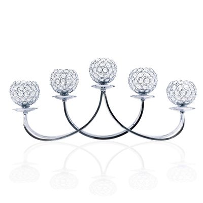 allgala HD89017 5-Arm Bowls Tealight Candelabra Candle Holder with Ball Shaped Cup (Silver Chrome)