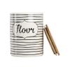 10 Strawberry Street Labeled Ceramic Kitchen Canister Set, Set of 3, Coffee Sugar Flour, White/Black, Bamboo Lids view 3