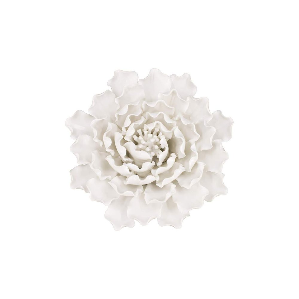 A and B Home 7.3" H Cream Ceramic Indoor Handmade 3D Flower Wall Decor, Wall Art Sculpture for Home Office Living Room Hallway Kitchen