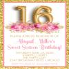 Pink Sweet 16 Invitations, Rose Gold Sweet 16 Invitations With Envelopes (Pink Rose Garden) view 4