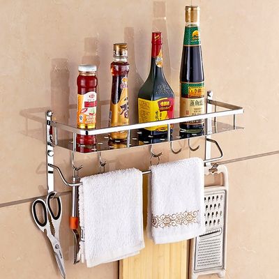 Kitchen Shelf Stainless Steel Seasonings Kitchen Supplies Shelves Single Layer Wall Mount Multifunction Kitchen Finishing Rack (Size : 40 * 14 * 17cm)