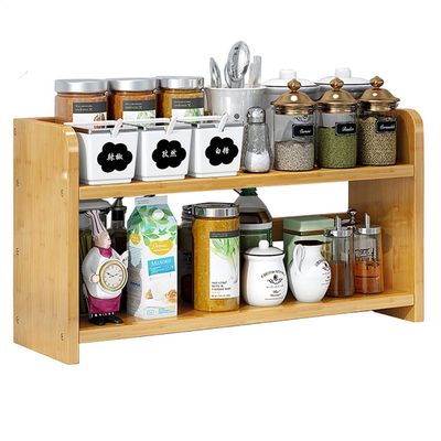 Bamboo Spice Rack, Spice Rack With 2-tier Detachable Levels, For Kitchen Shelf Spice Rack/Countertop Condiment Storage Rack (Size : 60cm)