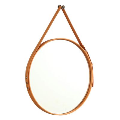 Nordic Round Wall Mount Mirror Belt Frame Bathroom Hanging Makeup Mirror with Adjustable Chain for Home Decor 19.7 - 23.6,4 Colors