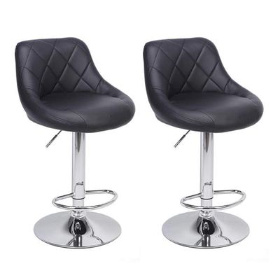 XMZFQ Modern PU Leather Adjustable Swivel Barstools Set of 2, Armless Hydraulic Kitchen Counter Bar Stools Island Bar Stool with Back,Black
