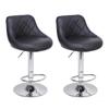 XMZFQ Modern PU Leather Adjustable Swivel Barstools Set of 2, Armless Hydraulic Kitchen Counter Bar Stools Island Bar Stool with Back,Black view 1