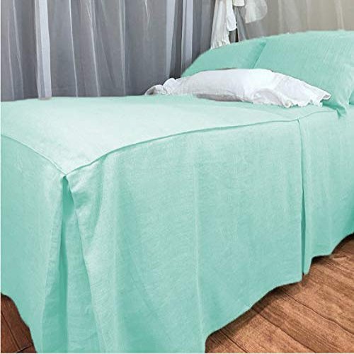 Bedding Empire 20" Drop 3 Piece Box Pleated Bed Skirt/Bed Cover with Pillowcase 100% Egyptian Cotton 500 TC Aqua Full Size