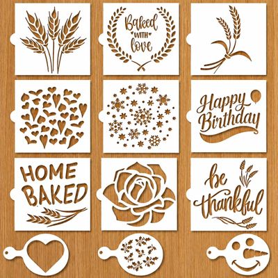 Sourdough & Artisan Bread Stencils -Cake, Pie, Bread & Cookies -Decorate Your Own Unique Design -Baking Mold Stencil Template for Decorating. Classic Wheat, Hearts & More, BONUS Coffee/Cookie Stencils