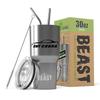 1994-98 Ford SVT Cobra Mustang Coupe BEAST 30 oz Stainless Steel Insulated Tumbler w/Lid, 2 Straws, Brush and Gift Box stainless view 1