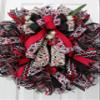 24" Black with Red Poppies Mesh Wreath view 2