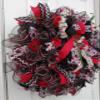 24" Black with Red Poppies Mesh Wreath view 3