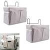 "KonHaovF 2Pack Bedside Organizer Caddy Hanging with Hook, Bed Storage Pocket for Dorm Kids Room Top Bunk Bed Loft Bed, Bedside Storage for Phone Remote Control Laptop Books (Grey)" view 1