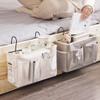 "KonHaovF 2Pack Bedside Organizer Caddy Hanging with Hook, Bed Storage Pocket for Dorm Kids Room Top Bunk Bed Loft Bed, Bedside Storage for Phone Remote Control Laptop Books (Grey)" view 2