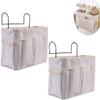 "KonHaovF 2Pack Bedside Organizer Caddy Hanging with Hook, Bed Storage Pocket for Dorm Kids Room Top Bunk Bed Loft Bed, Bedside Storage for Phone Remote Control Laptop Books (White)" view 1