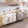"KonHaovF 2Pack Bedside Organizer Caddy Hanging with Hook, Bed Storage Pocket for Dorm Kids Room Top Bunk Bed Loft Bed, Bedside Storage for Phone Remote Control Laptop Books (White)" view 4