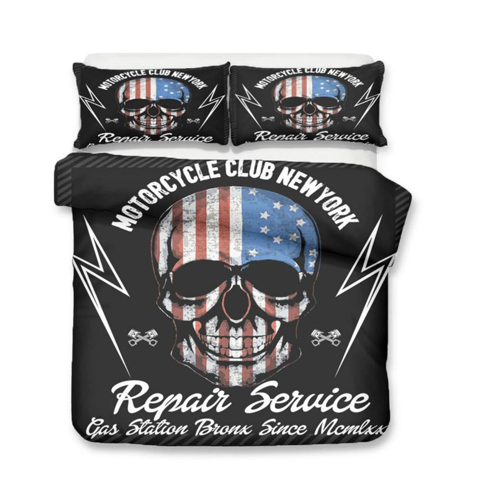 Bedding Set 3D Printed Duvet Cover Bed Set Horror Skull Home Textiles for Adults Bedclothes with Pillowcase Full Queen Quilt Cover (US Twin)