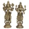 AONA Lord Vishnu and Lakshmi Ji Standing On Round Base - Brass Statue, Height 13" view 1