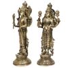 AONA Lord Vishnu and Lakshmi Ji Standing On Round Base - Brass Statue, Height 13" view 3