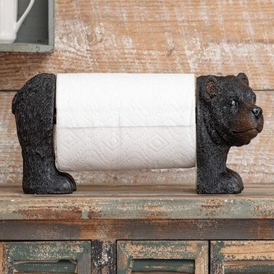 Ebros Realistic Rustic Nature Wildlife Woodland Forest Animal Black Bear Standing Paper Towel Holder Display Dispenser Stand Kitchen Bathroom Home Decor Party Hosting Accent