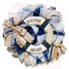 Artisan life float nautical, coastal, beach wreath made with white and blue deco mesh. view 1