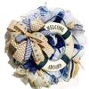 Artisan life float nautical, coastal, beach wreath made with white and blue deco mesh. view 4