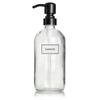 Artanis Home Glass Bottle Including Black Satin Stainless Steel Pump and Customized Waterproof Label, 16 oz Boston Round, Clear view 1