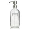 Artanis Home Glass Bottle Including Stainless Steel Pump and Customized Waterproof Label, 16 oz Boston Round, Clear view 1