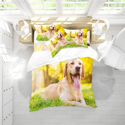 INDREAM Sweet Labrador Duvet Cover Labrador Portrait Bedding Set for Bedroom Decoration,Twin/Full/Queen/King Size Bed Sets 3/4 Pieces (1 Duvet Cover with 2 Pillow Shams or Sheet) (TWIN-3PCS,A)