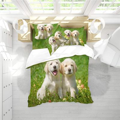 INDREAM Sweet Labrador Duvet Cover Labrador Portrait Bedding Set for Bedroom Decoration,Twin/Full/Queen/King Size Bed Sets 3/4 Pieces (1 Duvet Cover with 2 Pillow Shams or Sheet) (TWIN-4PCS,B)