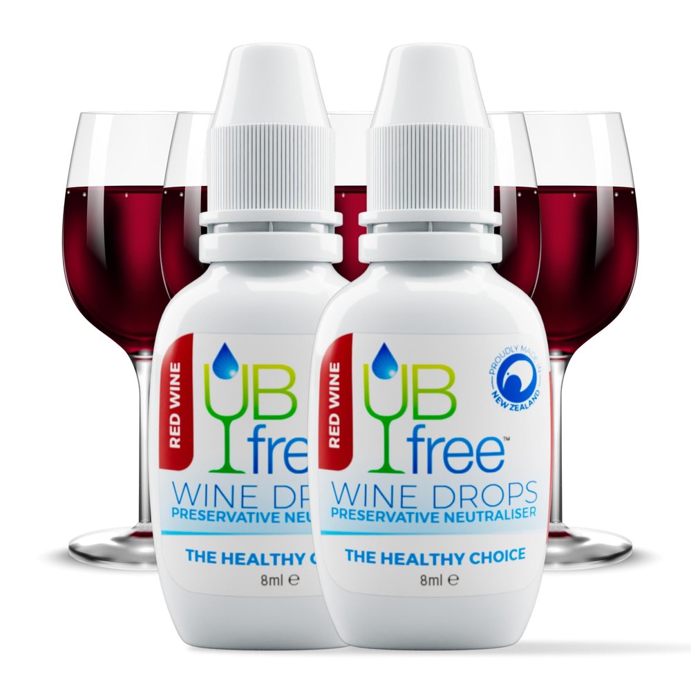 UBfree Wine Drops - 2pk Red - Sulfite and Histamine Remover for Red Wine - Natural, Odorless, Tasteless, Reduces Headaches and Allergies - Portable