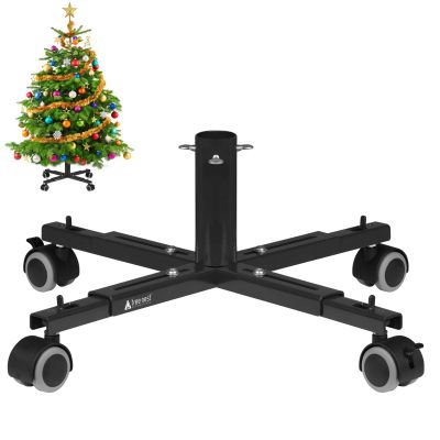 Tree Nest Christmas Tree Stand Base with Wheels Movable Christmas Fake Tree Holder for 6ft Artificial Tree Plant Taxi no Christmas Tree Collar or Tree Skirt Needed (Black)