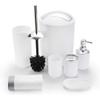Bathroom Sets Accessories,Plastic 6 Piece Bathroom Accessory Set Bathroom Trash Can Set with Drawstring Trash Bags,Toothbrush Holder Set,Soap Dispenser,Tooth Mug,Soap Dish,Toilet Brush Holder(White) view 1