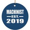 Designsify Christmas Tree Decoration, Machinist Established EST. 2019, Circle Ornament Blue, Gifts for Birthday Anniversary Valentines Mom Mothers Fathers Day Party, to Men Women Him Her Friend Mom view 1